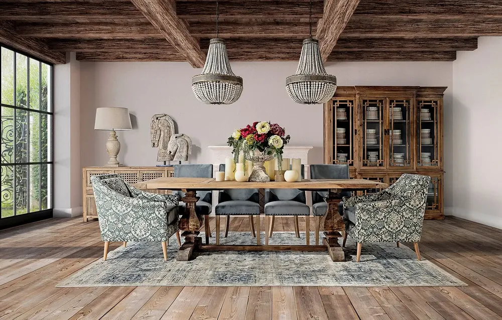 Dining Tables - Living room table in aged brown recycled pine wood in 250x100x78 cm - VICAL