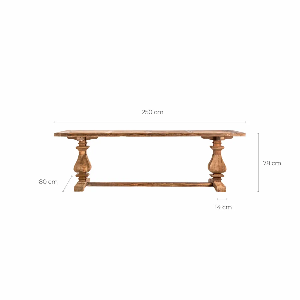 Dining Tables - Living room table in aged brown recycled pine wood in 250x100x78 cm - VICAL