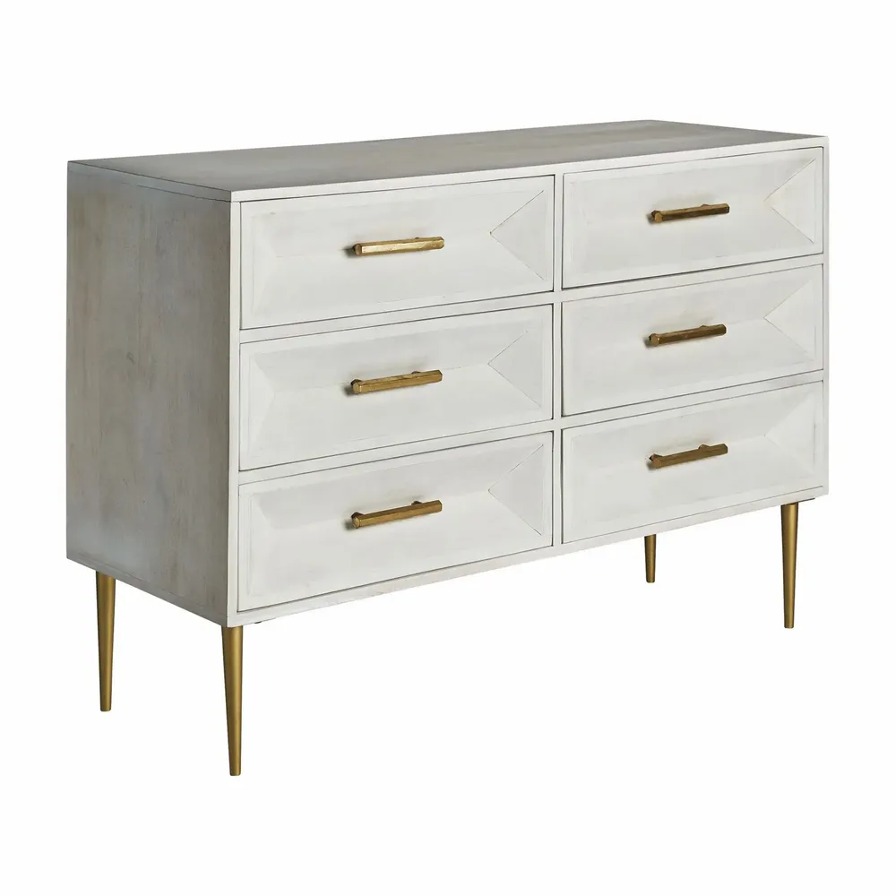 Commodes - Commode en bois de mangue crème 122x45x84 cm - VICAL