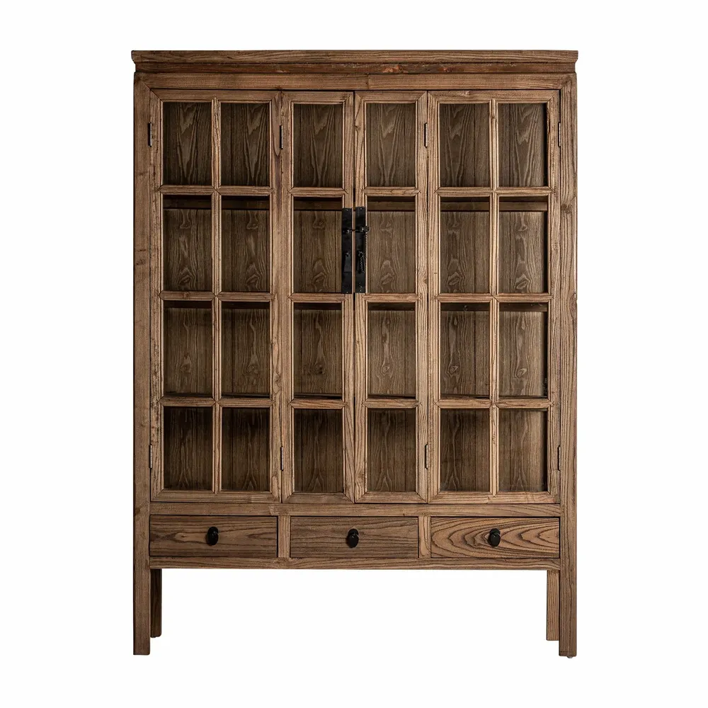 Armoires - Vitrine en bois d´orme marron 130x45x175 cm - VICAL