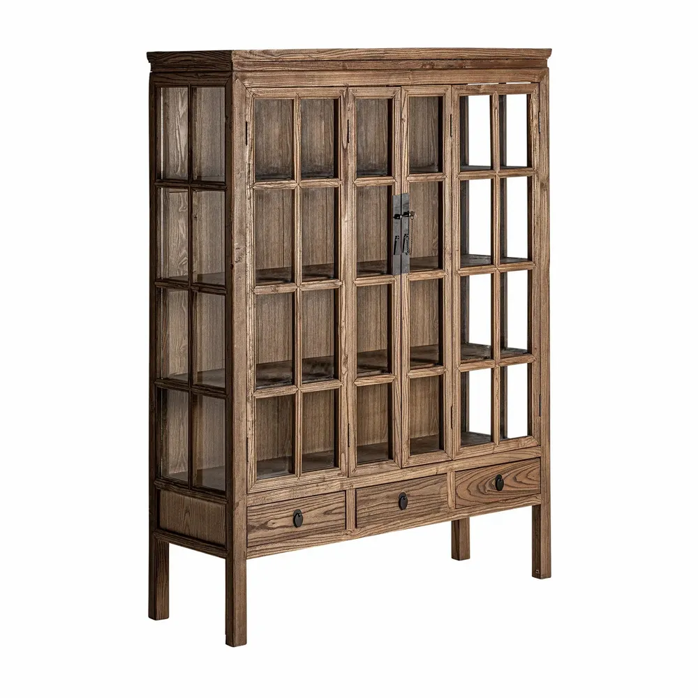 Armoires - Vitrine en bois d´orme marron 130x45x175 cm - VICAL