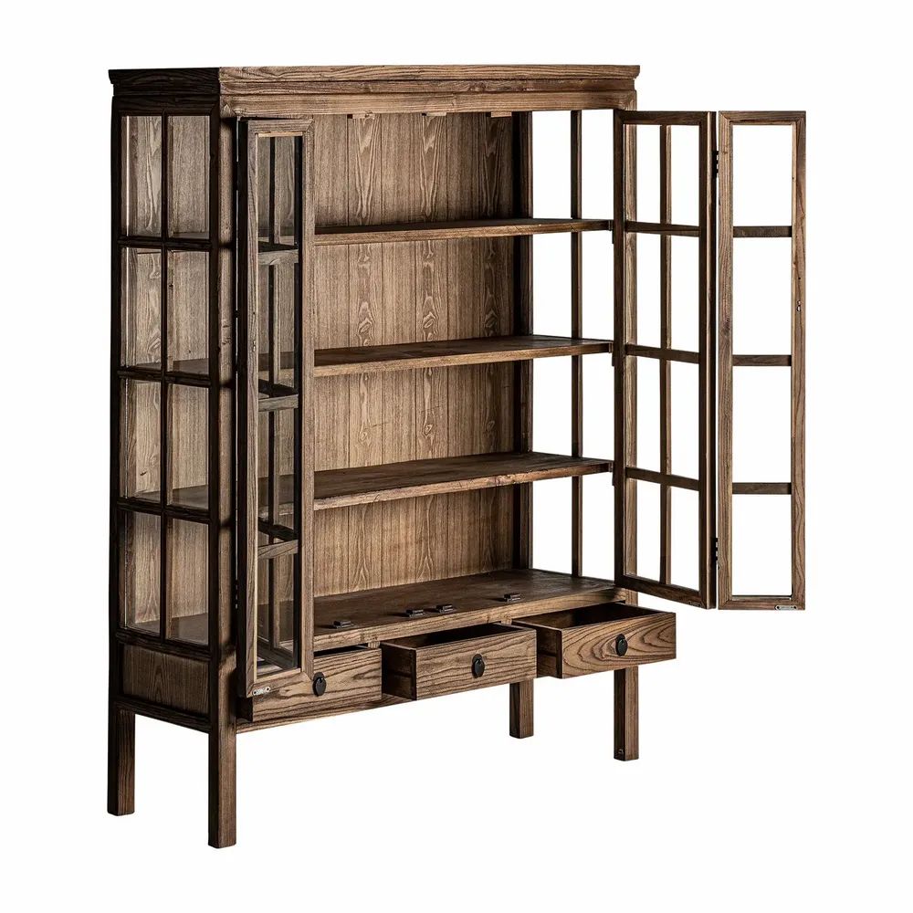 Armoires - Vitrine en bois d´orme marron 130x45x175 cm - VICAL