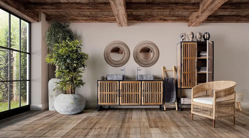 Armchairs - Brown rattan armchair 84x67x87 cm - VICAL