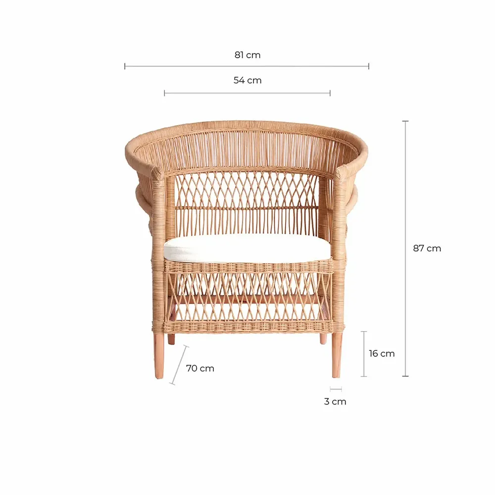 Armchairs - Brown rattan armchair 84x67x87 cm - VICAL