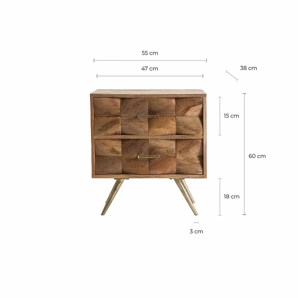 Night tables - Brown iron bedside table 55x38x60 cm - VICAL
