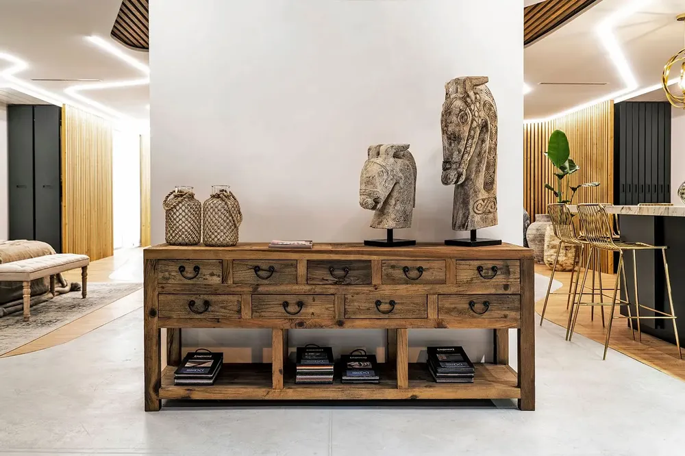 Consoles - Console en bois de pin recyclé marron 190x45x80 cm - VICAL