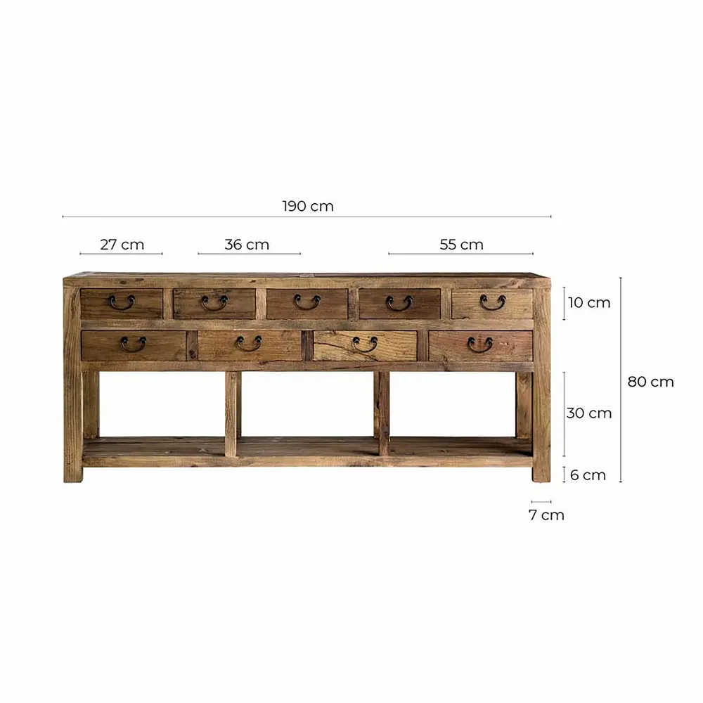 Consoles - Console en bois de pin recyclé marron 190x45x80 cm - VICAL