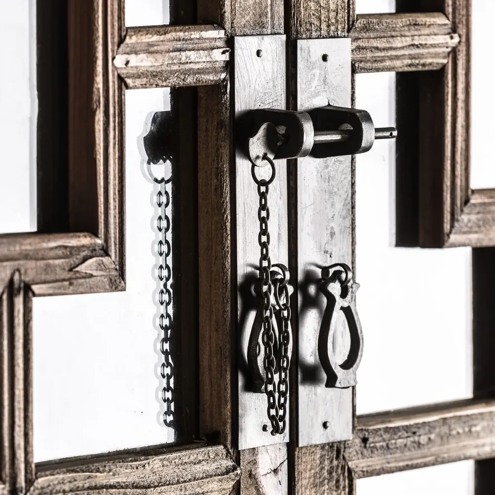 Armoires - Vitrine en bois de pin recyclé marron 90x45x210 cm - VICAL