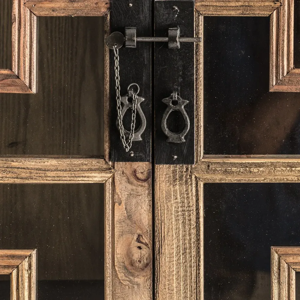 Armoires - Vitrine en bois de pin recyclé marron 90x45x210 cm - VICAL