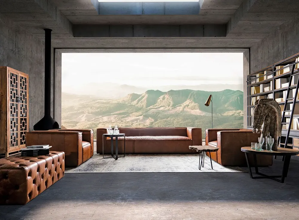 Armoires - Vitrine en bois de pin recyclé marron 90x45x210 cm - VICAL