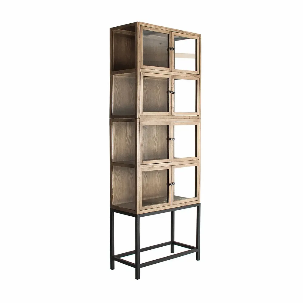 Armoires - Vitrine modulable en bois de pin recyclé marron 85x40x85 cm - VICAL