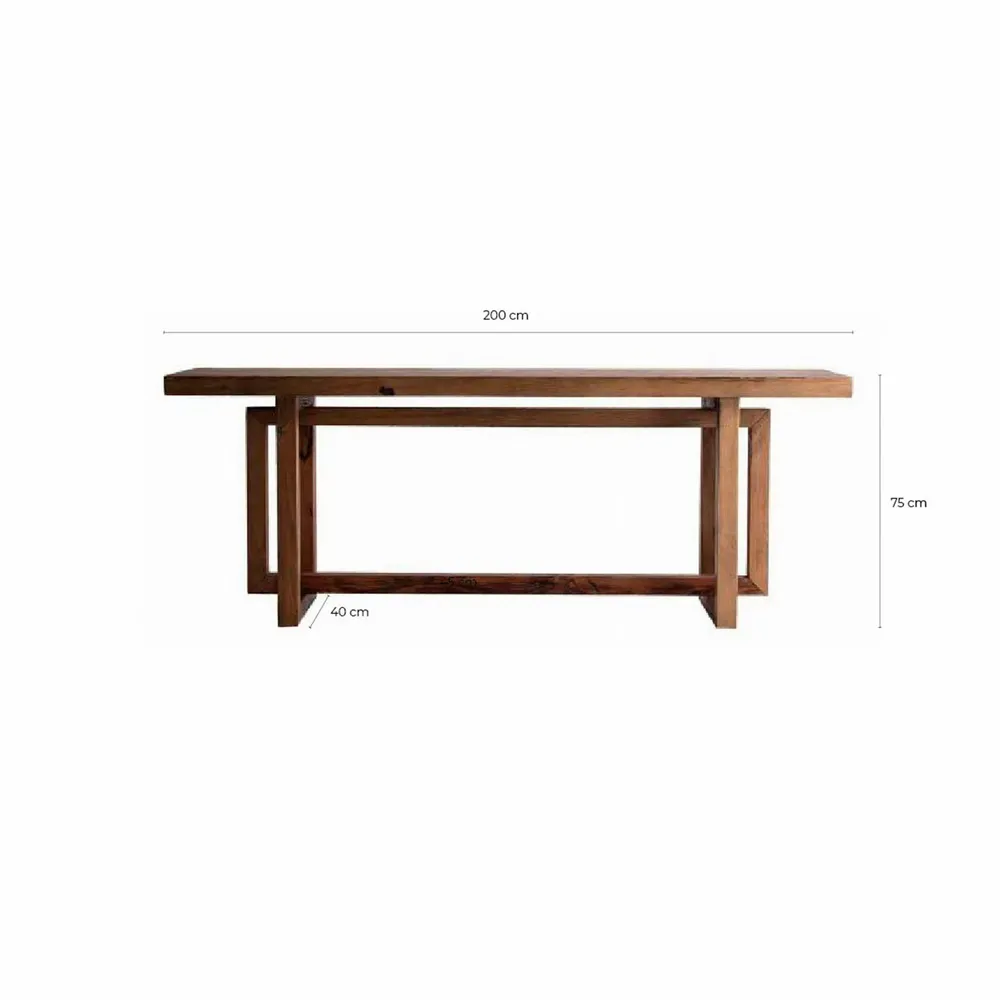 Consoles - Console en bois de pin recyclé marron 200x40x76 cm - VICAL