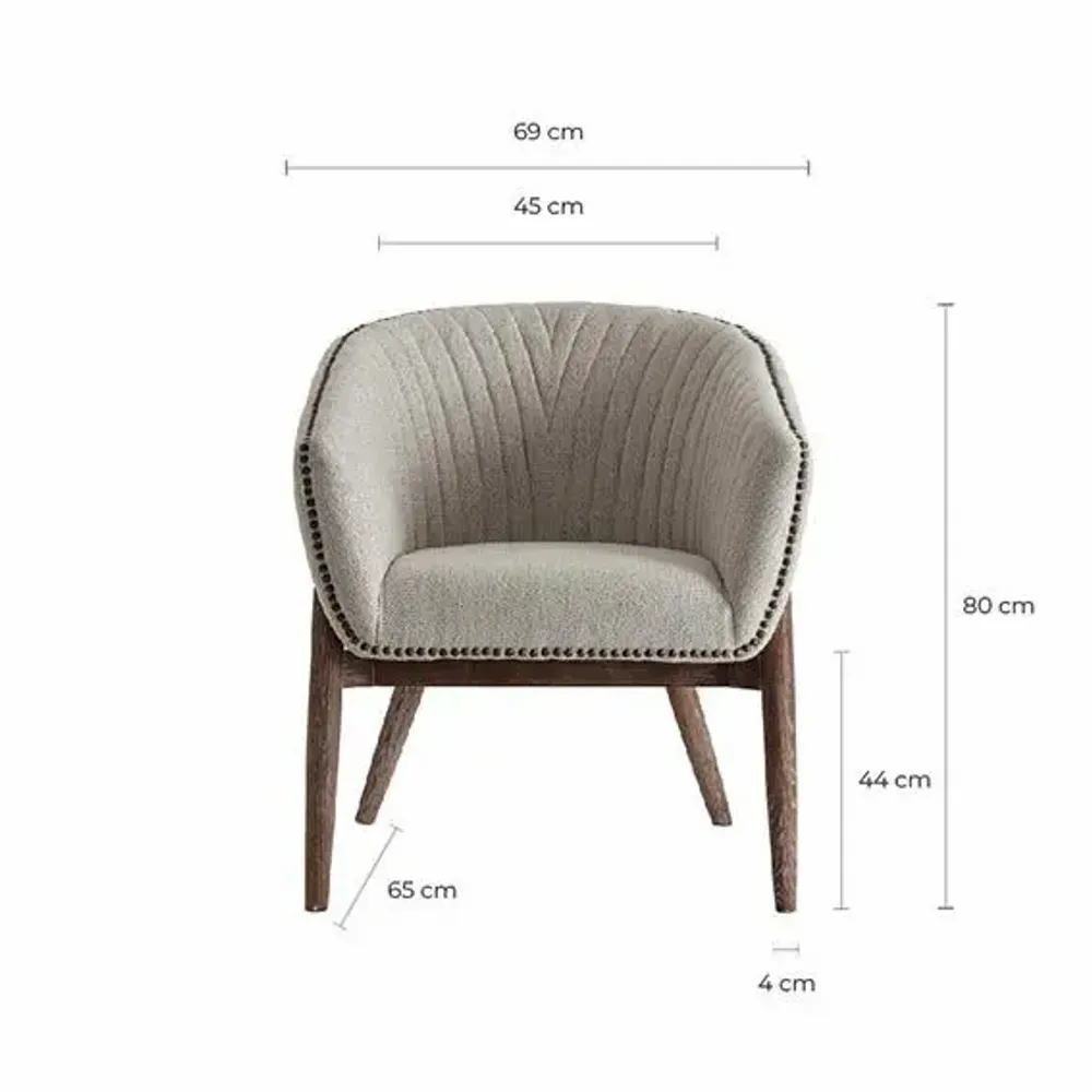 Chairs - White fir wood armchair 69x69x79 cm - VICAL