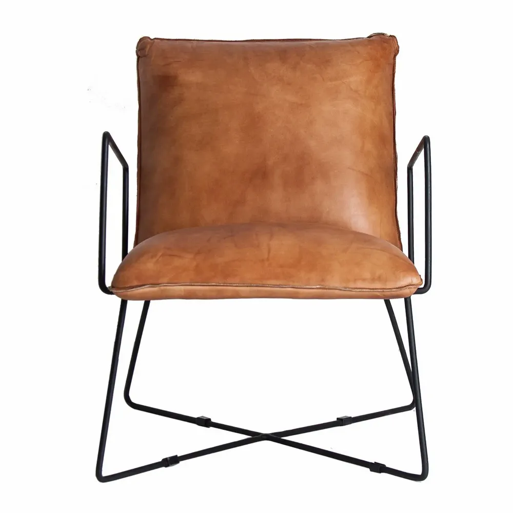 Armchairs - Black leather armchair 61x80x76 cm - VICAL