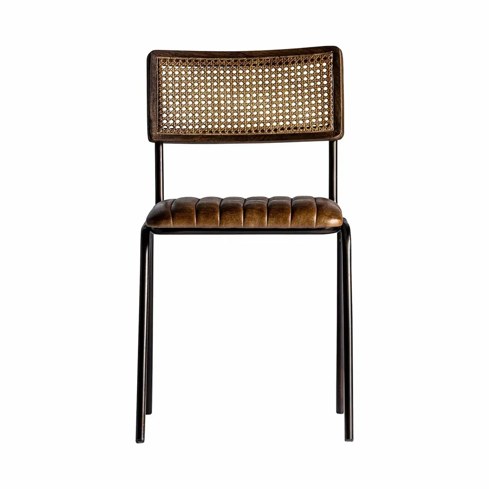 Chairs - Brown leather chair 47x51x79 cm - VICAL