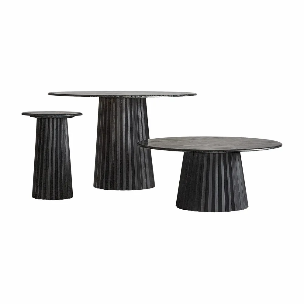 Tables Salle à Manger - Table salon en bois de mangue noir 122x122x77 cm - VICAL
