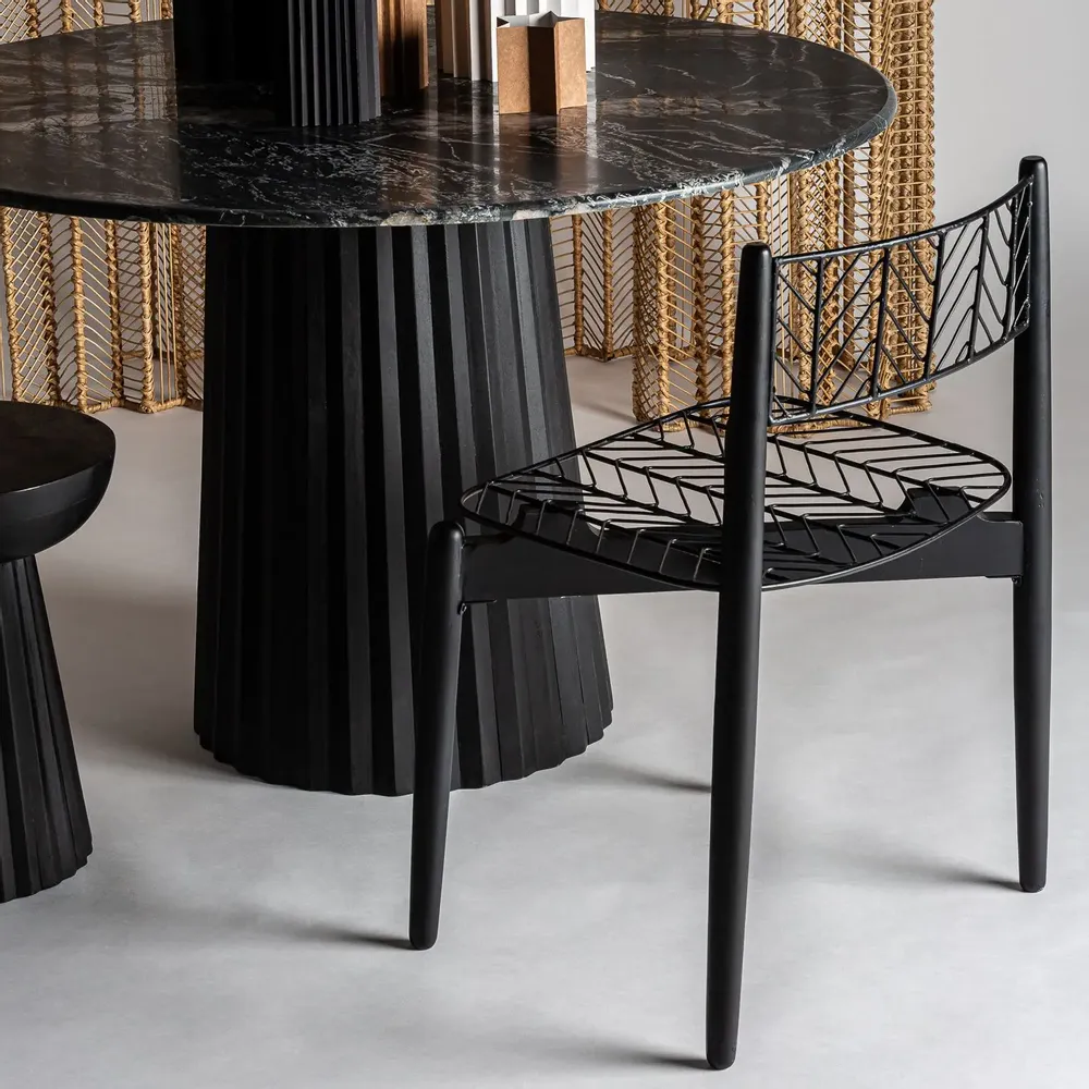 Tables Salle à Manger - Table salon en bois de mangue noir 122x122x77 cm - VICAL