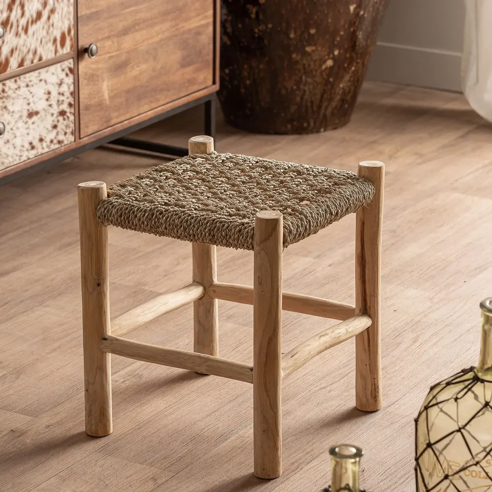 Repose-pieds - Tabouret en bois de teck marron 40x40x45 cm - VICAL