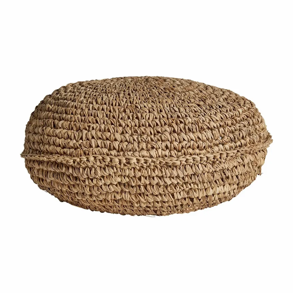 Footrests - Brown natural fiber puff 36x36x18 cm - VICAL