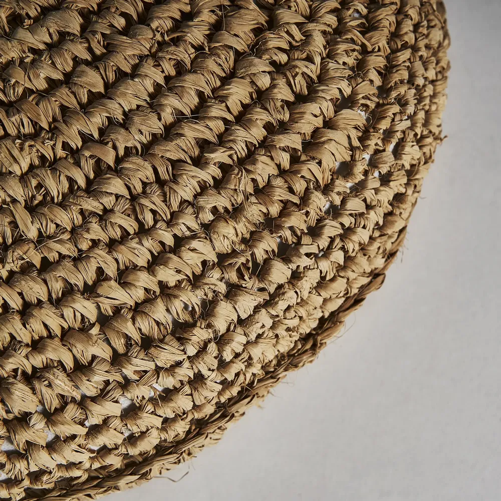 Footrests - Brown natural fiber puff 36x36x18 cm - VICAL