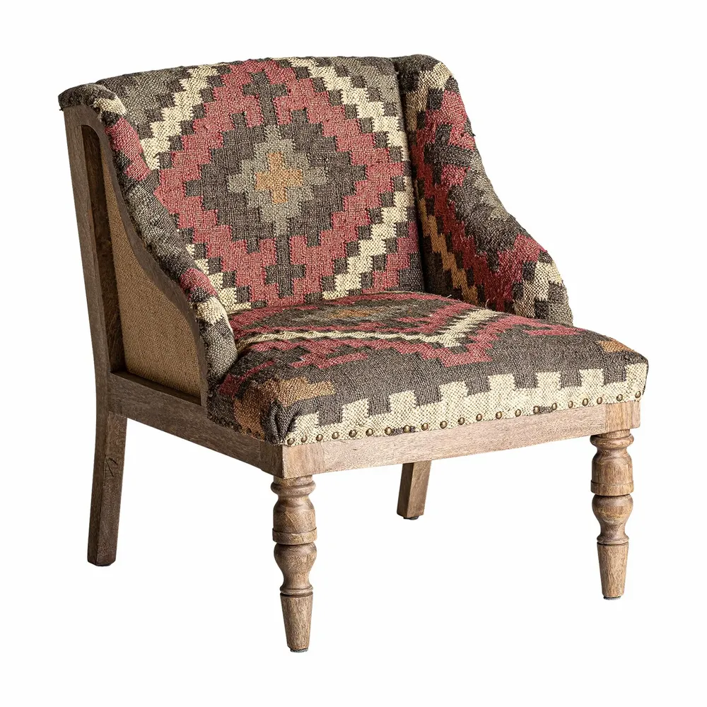 Armchairs - Brown mango wood armchair 64x71x76 cm - VICAL