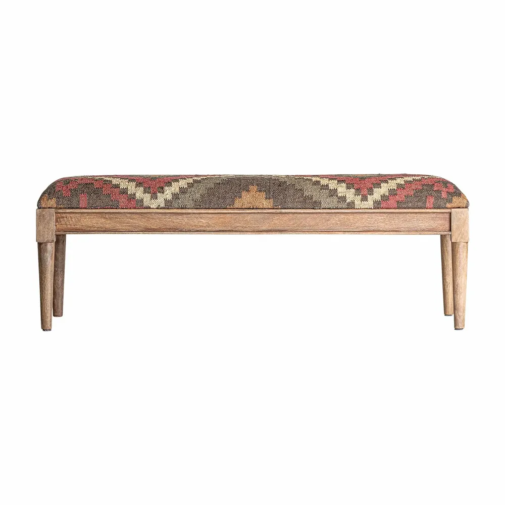 Benches - Brown mango wood bench 130x40x46 cm - VICAL