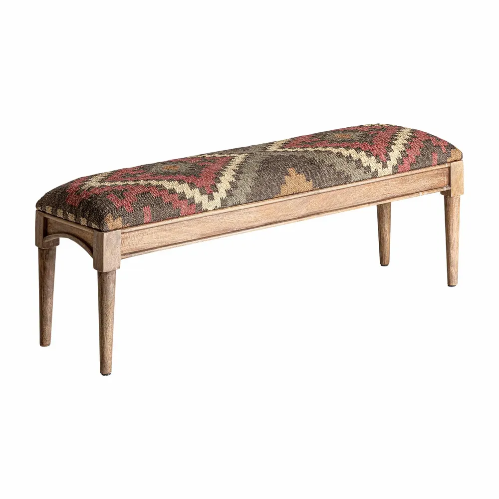 Benches - Brown mango wood bench 130x40x46 cm - VICAL