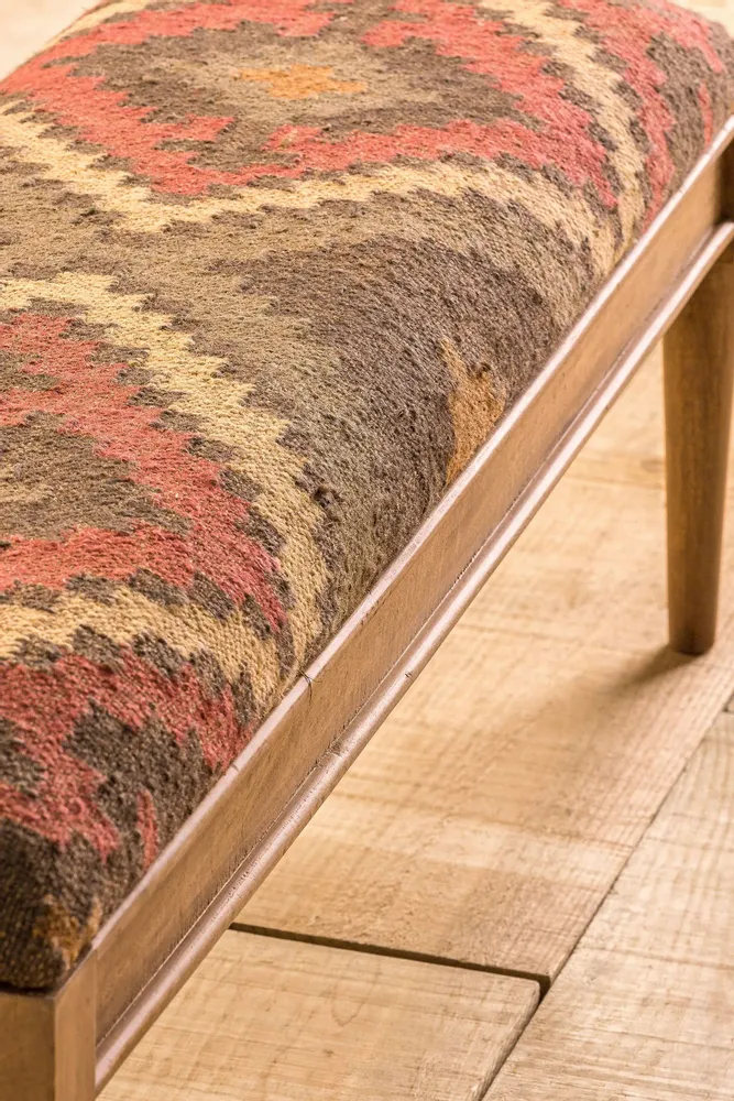 Benches - Brown mango wood bench 130x40x46 cm - VICAL