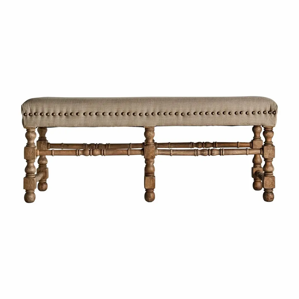 Footrests - Brown mango wood footboard 128x43x53 cm - VICAL