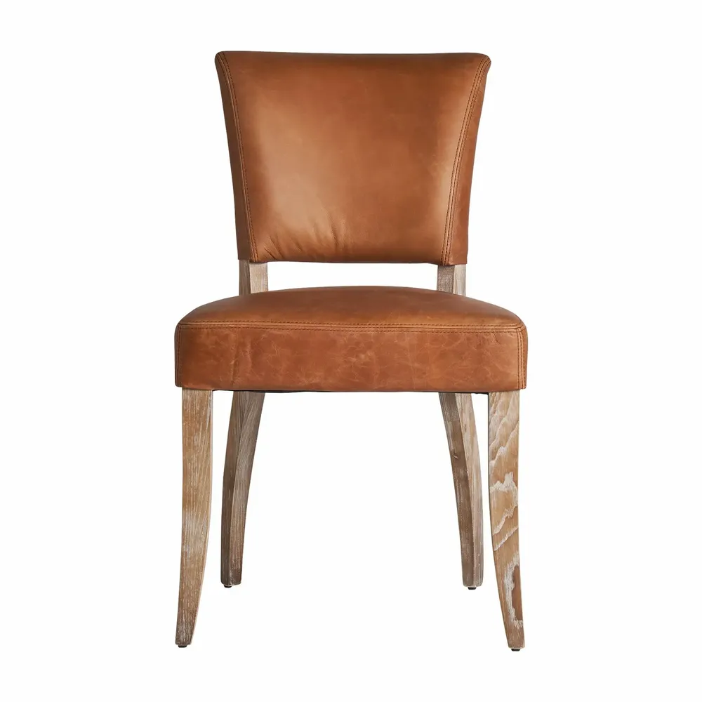 Chairs - Brown leather chair 52x62x89 cm - set of 2 - VICAL
