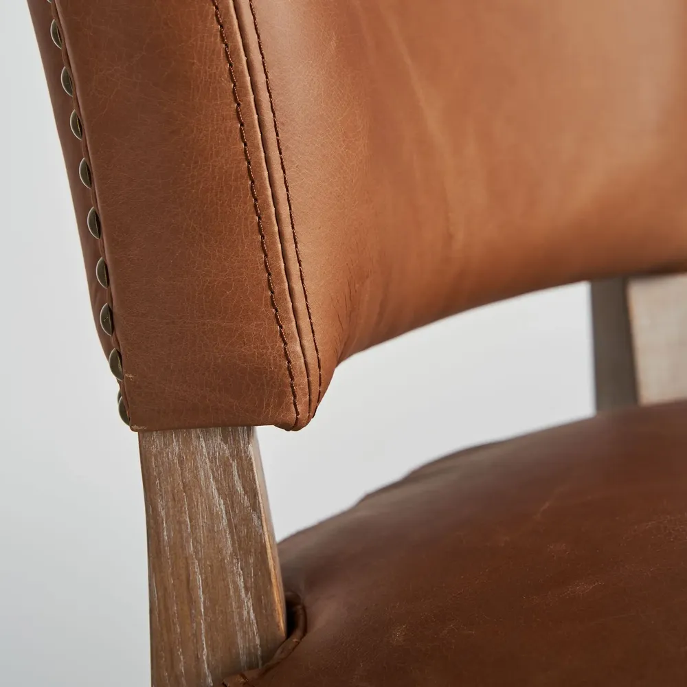 Chairs - Brown leather chair 52x62x89 cm - set of 2 - VICAL