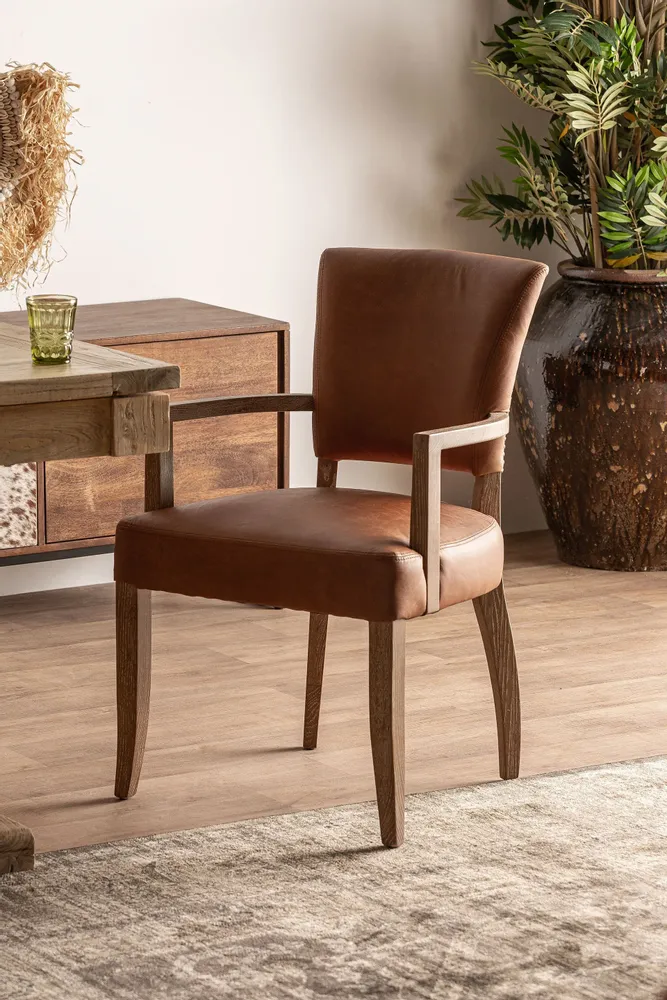 Chaises - Chaise en peau marron 57x64x88 cm - VICAL