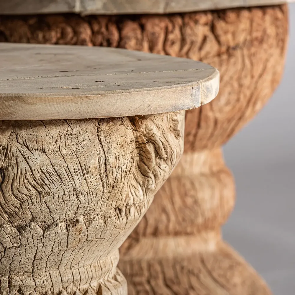 Other tables - Brown teak wood coffee table 38x38x45 cm - VICAL