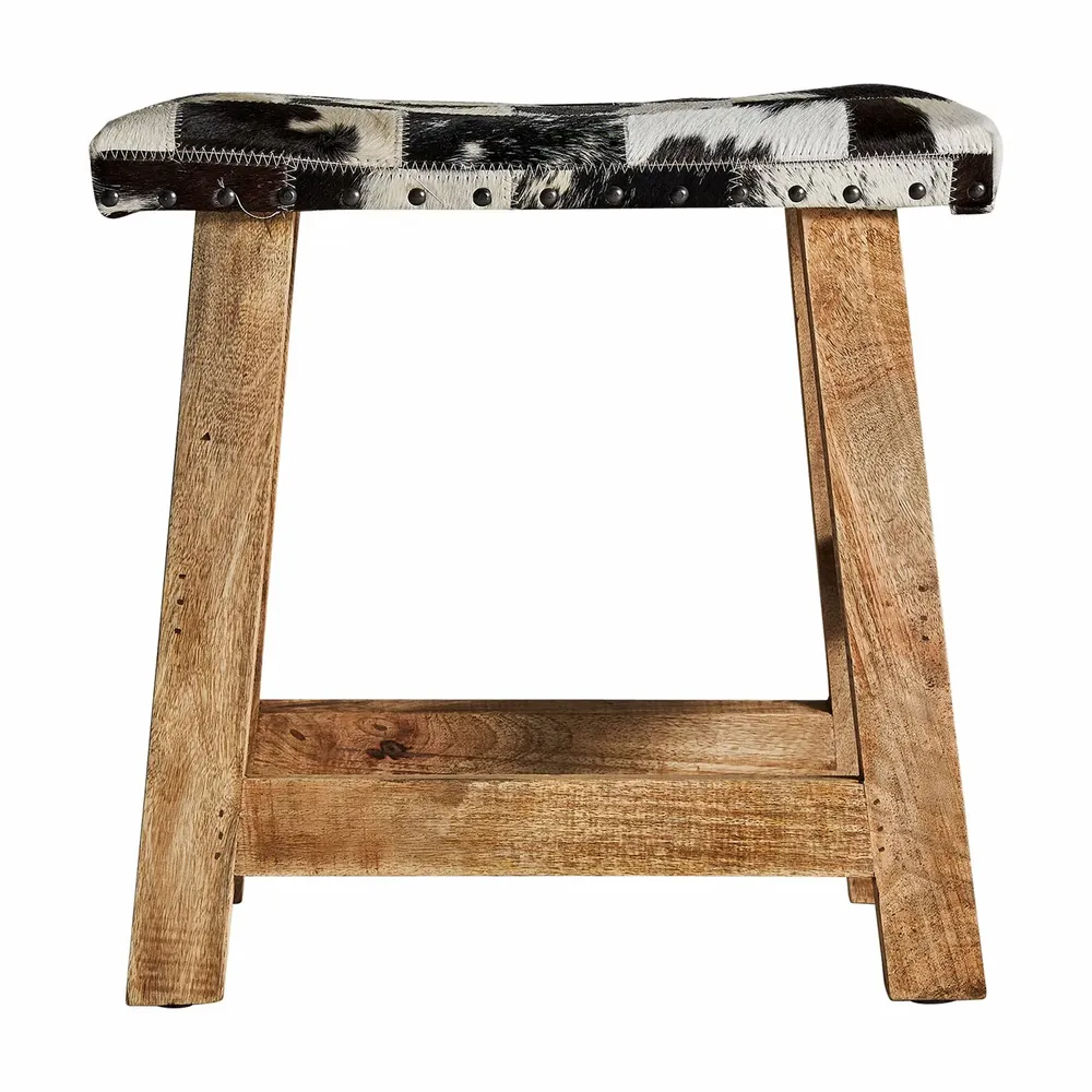 Footrests - Brown mango wood footrest 45x24x46 cm - VICAL