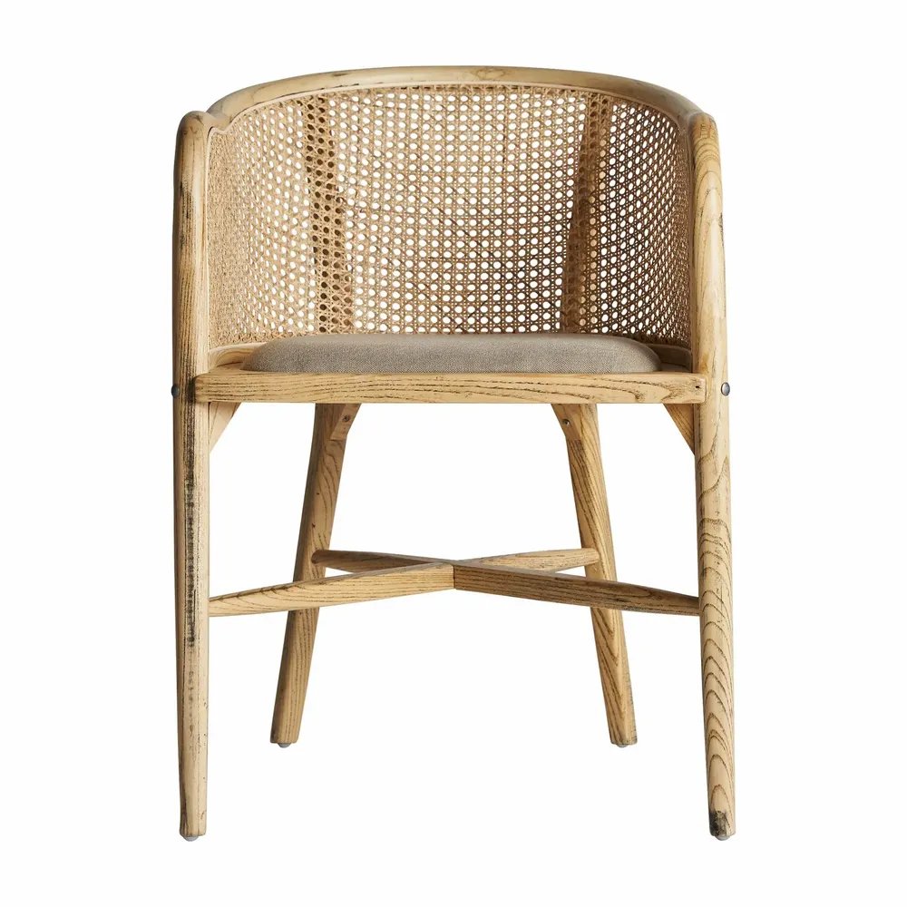 Chairs - Brown birch wood armchair 54x56x78 cm - VICAL