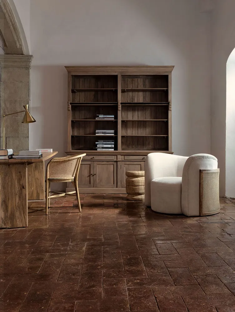 Chairs - Brown birch wood armchair 54x56x78 cm - VICAL