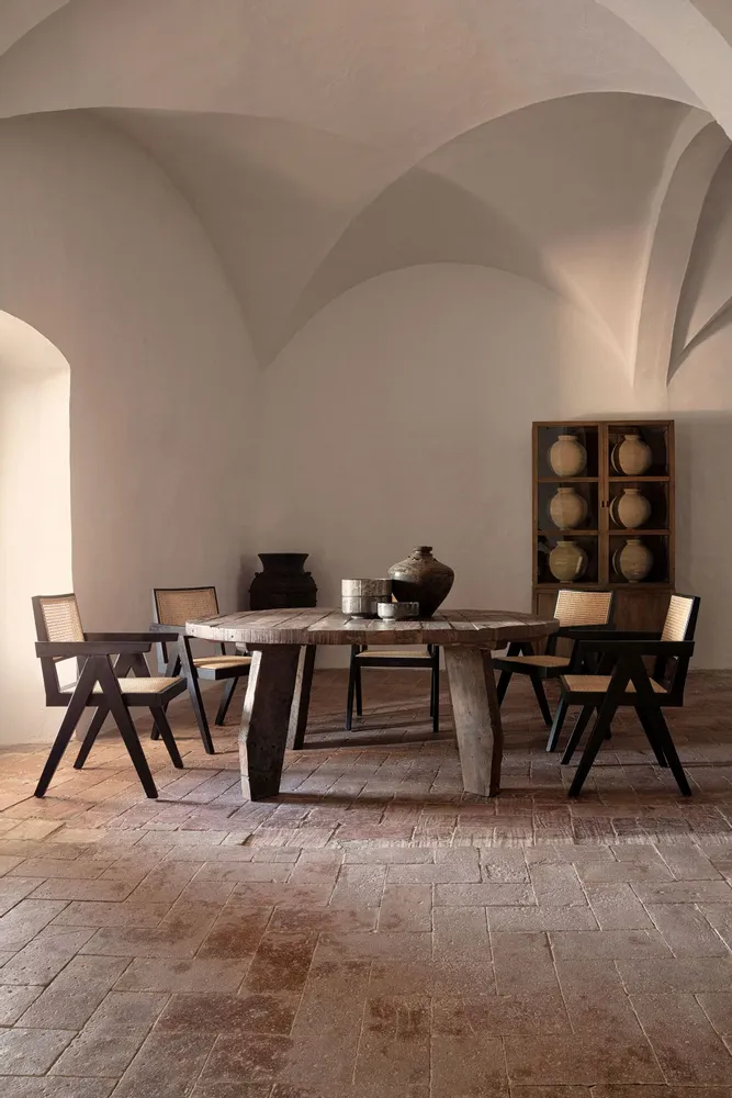 Dining Tables - Brown mango wood living room table 160x160x76 cm - VICAL