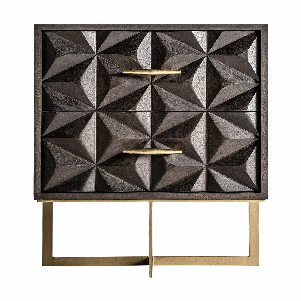 Night tables - Brown mango wood bedside table 55x40x67 cm - VICAL