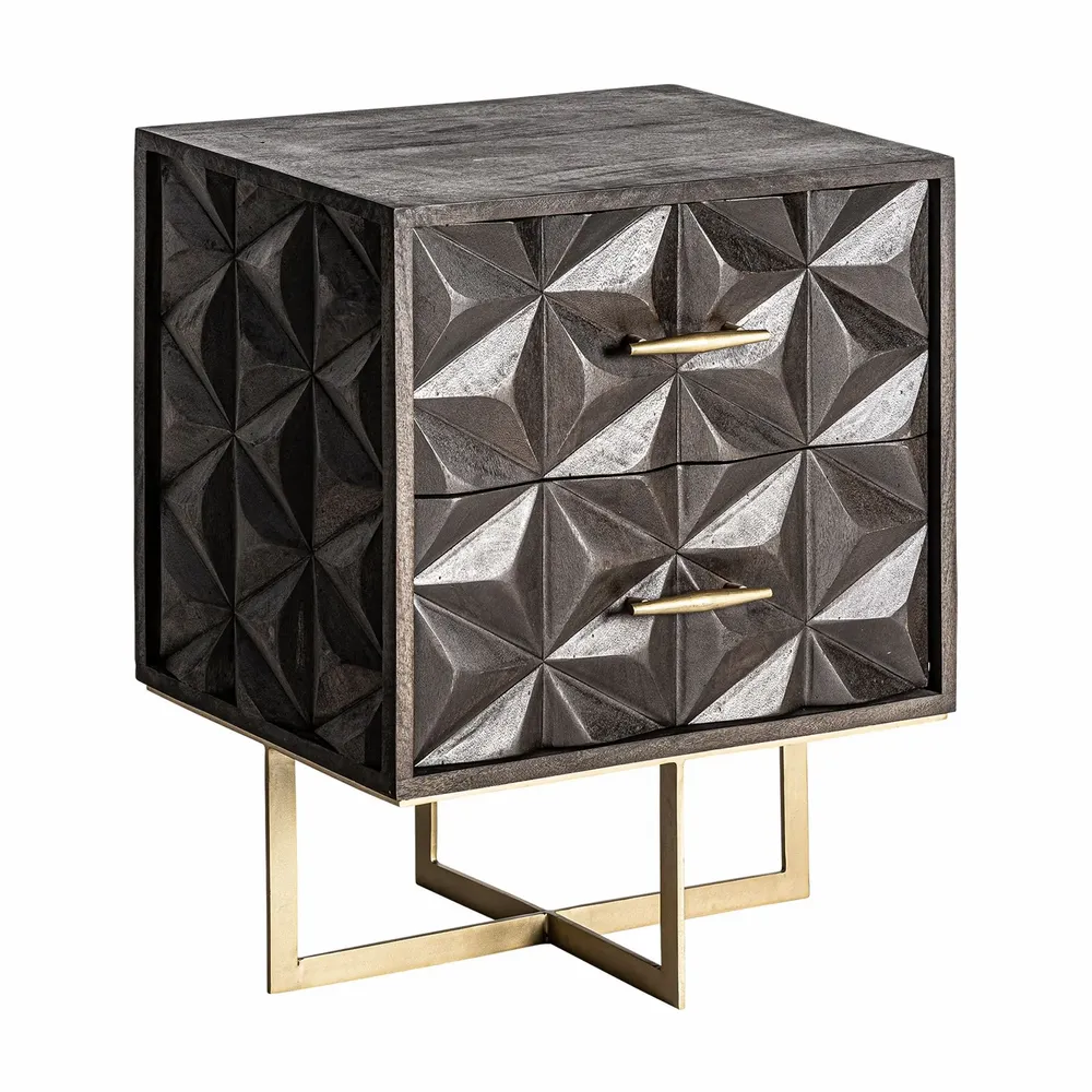 Night tables - Brown mango wood bedside table 55x40x67 cm - VICAL