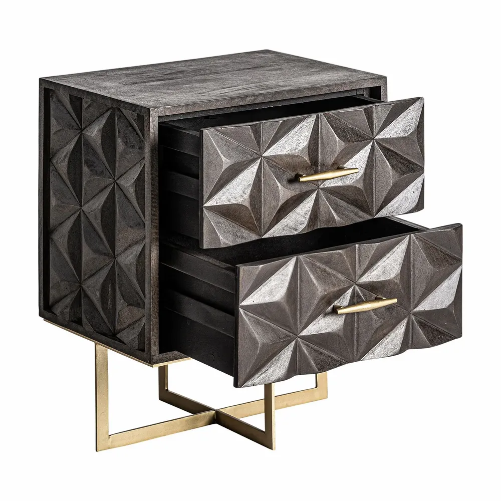 Night tables - Brown mango wood bedside table 55x40x67 cm - VICAL