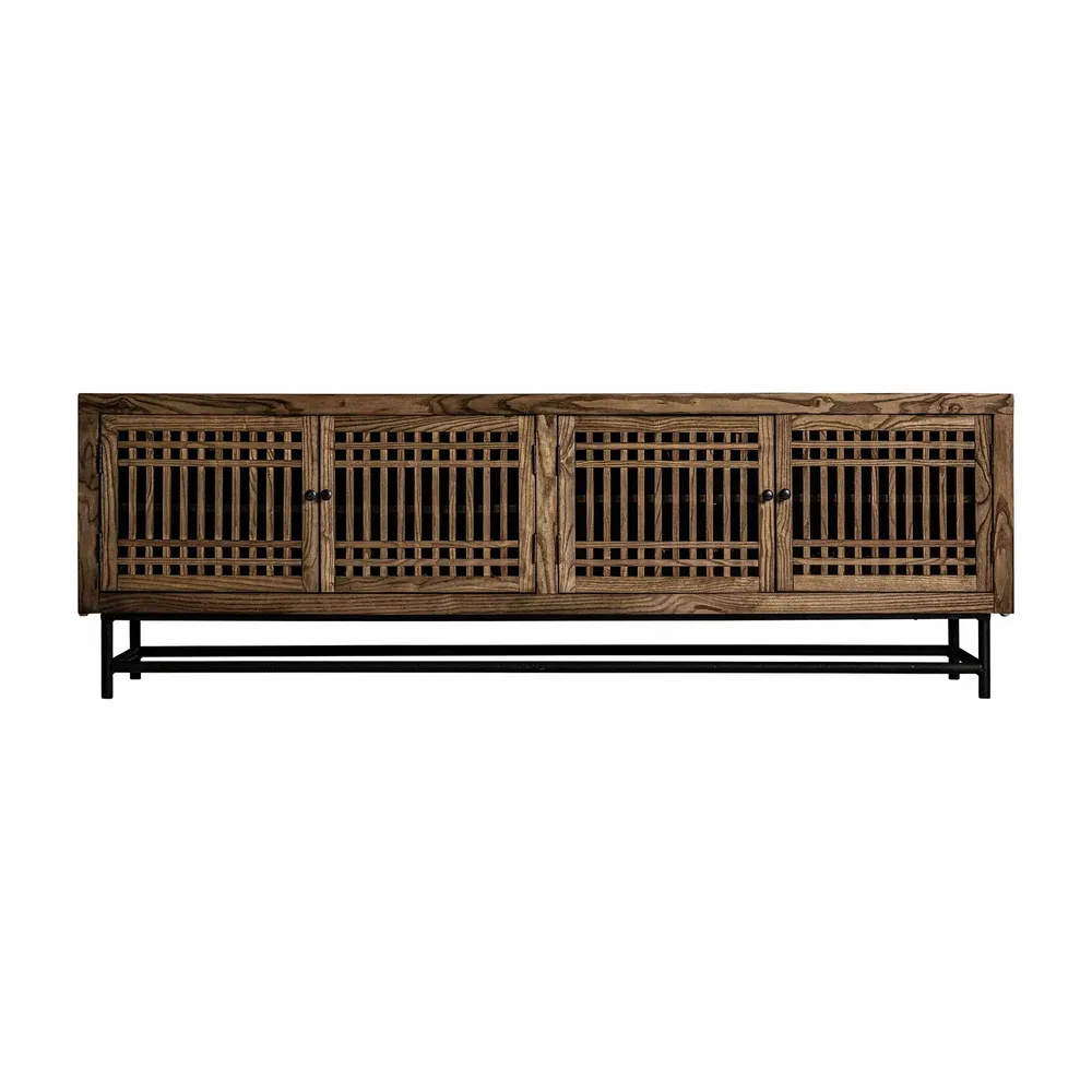 Meubles TV - Meuble tv en bois d´orme noir 200x45x65 cm - VICAL