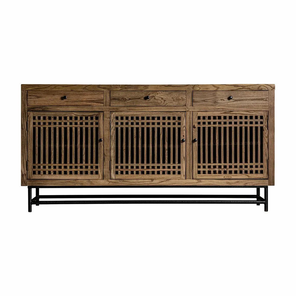 Sideboards - Sideboard in black elm wood 180x45x90 cm - VICAL