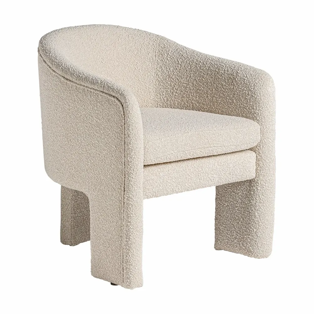 Armchairs - Armchair in off-white looped cotton 69x67x77 cm - VICAL
