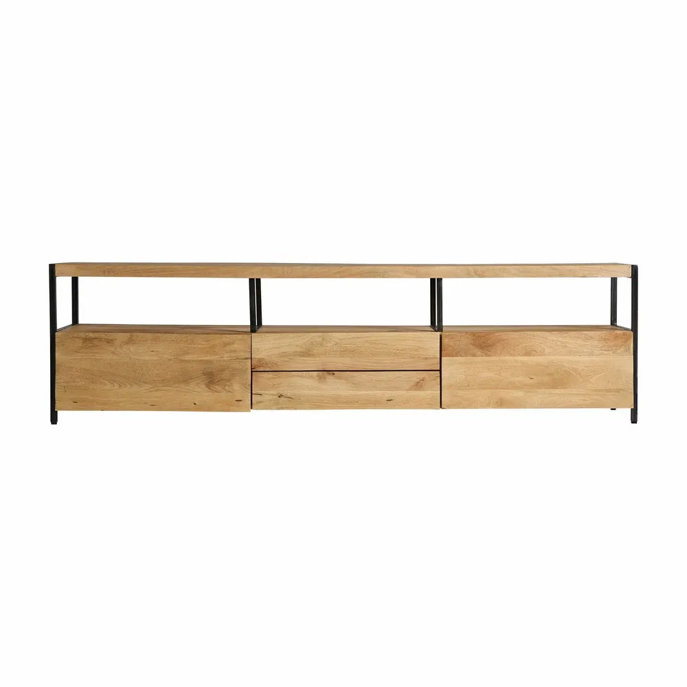 TV stands - TV cabinet in black mango wood 190x40x52 cm - VICAL