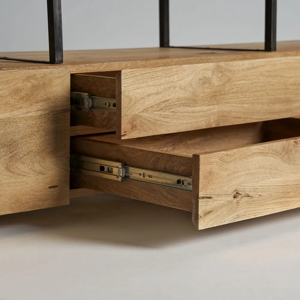 TV stands - TV cabinet in black mango wood 190x40x52 cm - VICAL