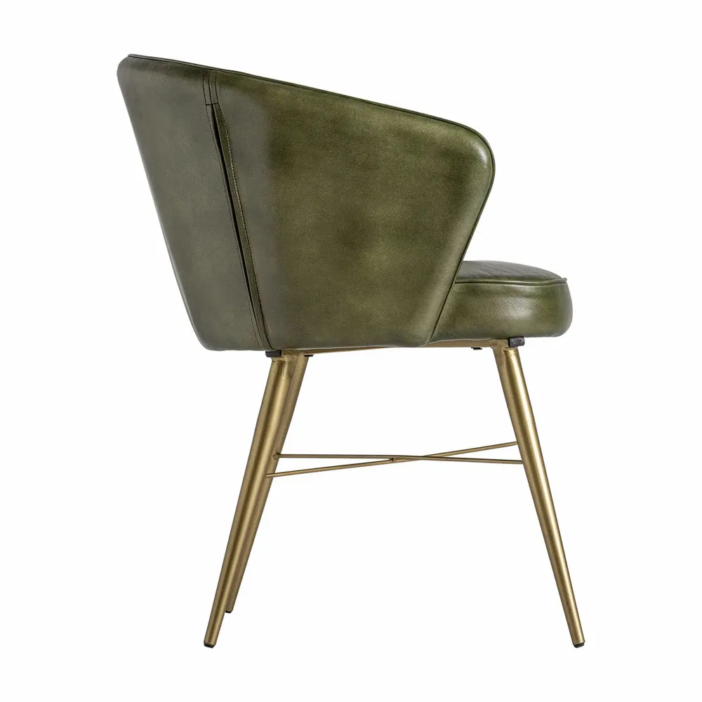 Chaises - Fauteuil en peau vert 58x60x79 cm - VICAL