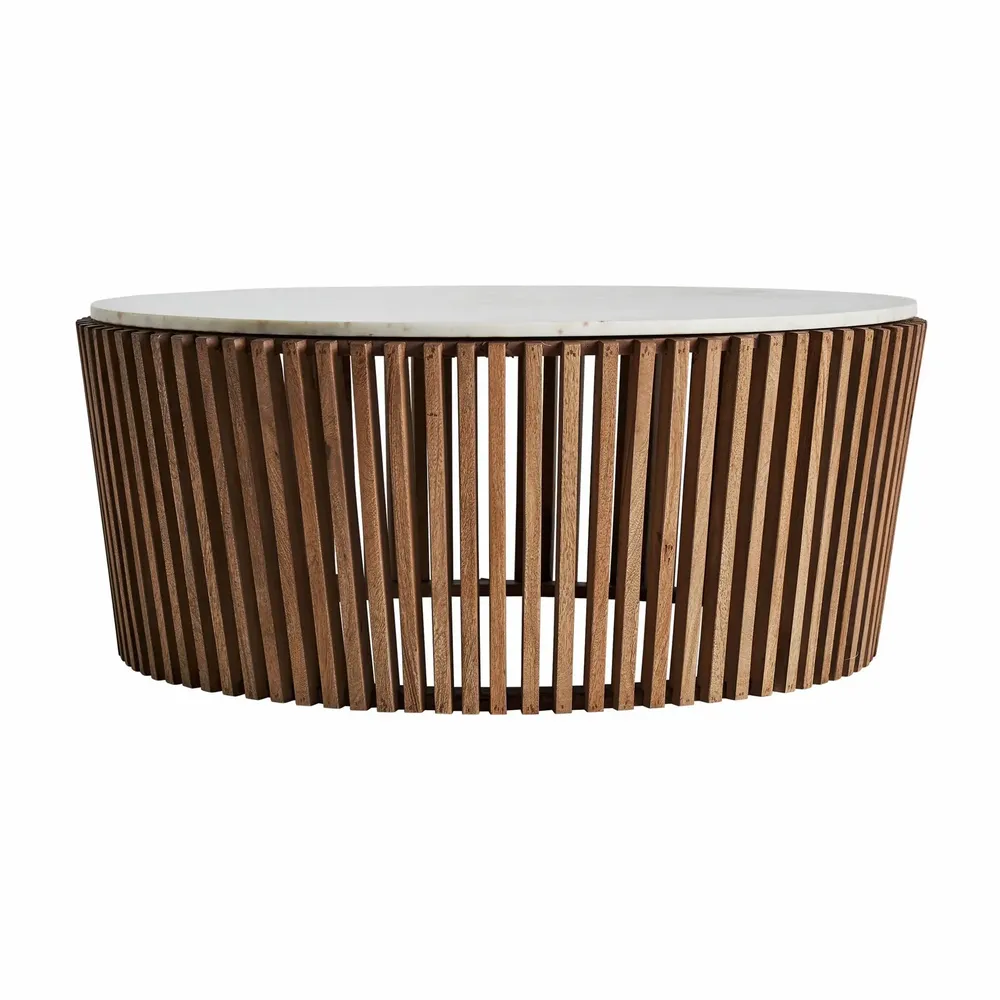 Tables basses - Table basse en bois d´acacia blanc 100x100x42 cm - VICAL