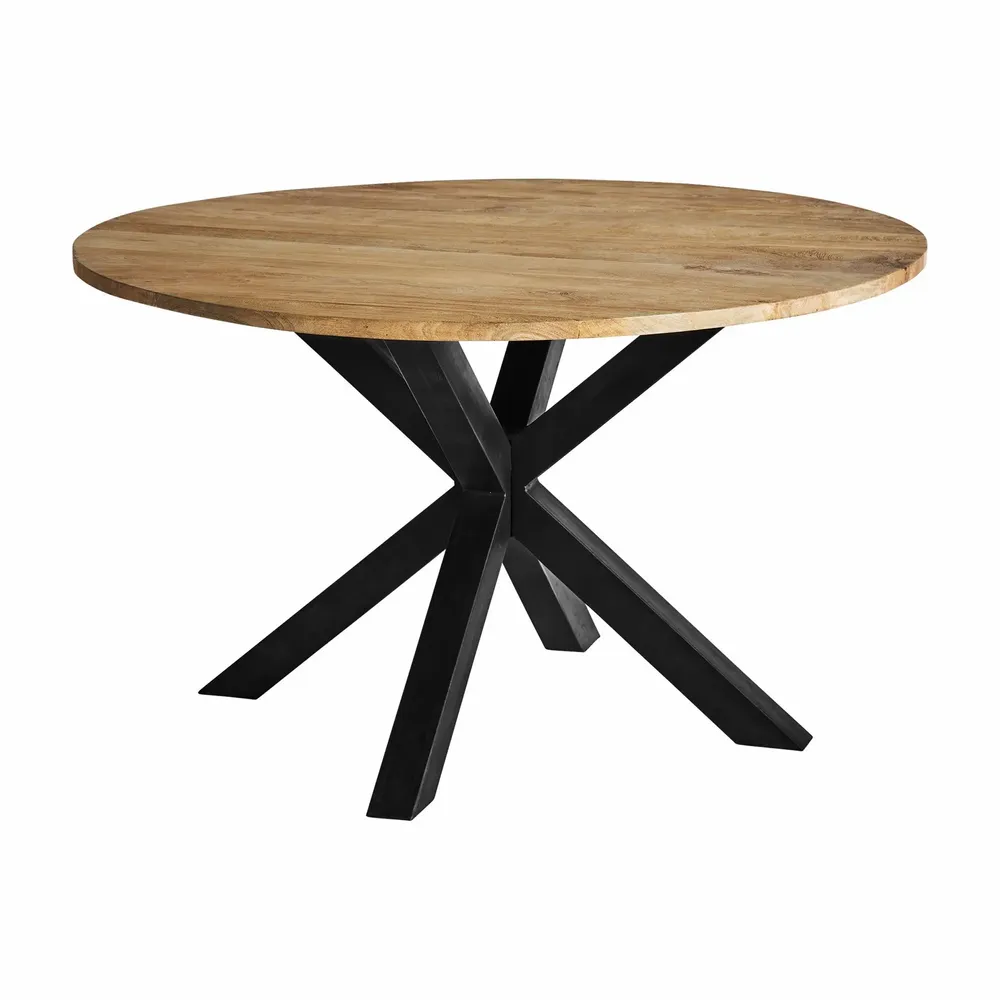 Dining Tables - Black mango wood living room table 130x130x77 cm - VICAL