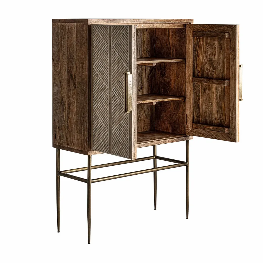 Wardrobe - Brown mango wood cabinet 100x40x140 cm - VICAL