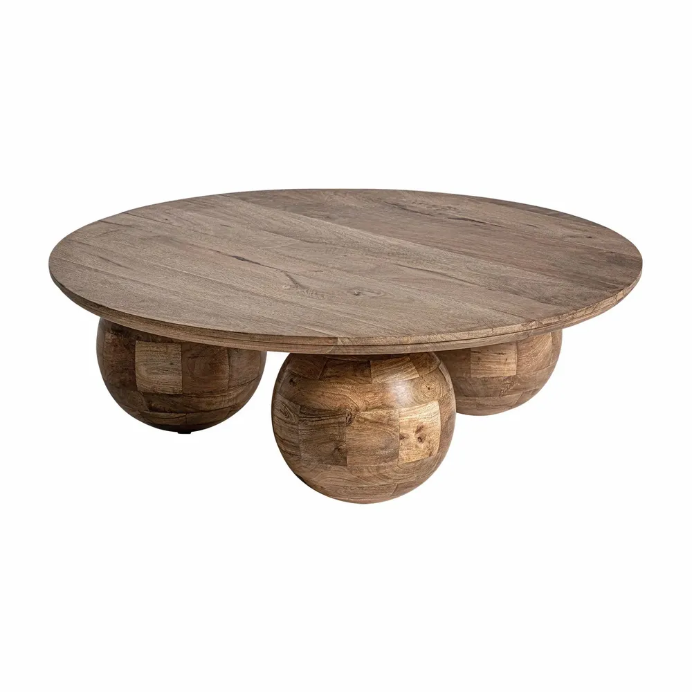 Coffee tables - Brown mango wood coffee table 96x96x33 cm - VICAL
